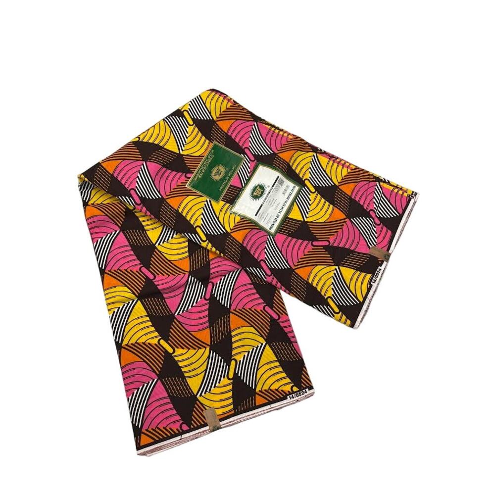 NEW! REALWAX  AFRICA‎ WAX PRINTS FABRIC PINK/ORANGE ( 6 YARDS )